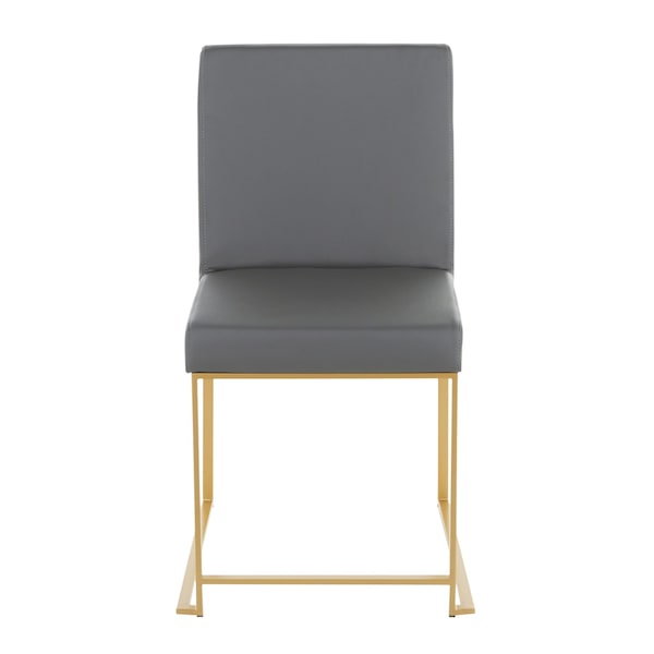 Lumisource High Back Fuji Dining Chair in Gold and Grey Faux Leather, PK 2 - DC-HBFUJI AUGY2