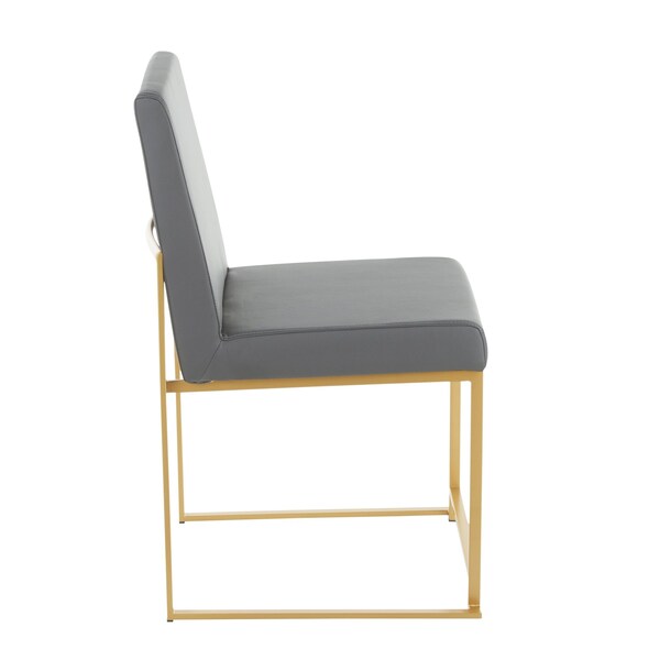 Lumisource High Back Fuji Dining Chair in Gold and Grey Faux Leather, PK 2 - DC-HBFUJI AUGY2