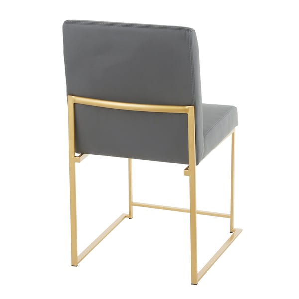 Lumisource High Back Fuji Dining Chair in Gold and Grey Faux Leather, PK 2 - DC-HBFUJI AUGY2