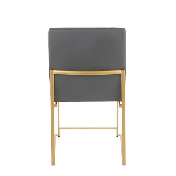Lumisource High Back Fuji Dining Chair in Gold and Grey Faux Leather, PK 2 - DC-HBFUJI AUGY2