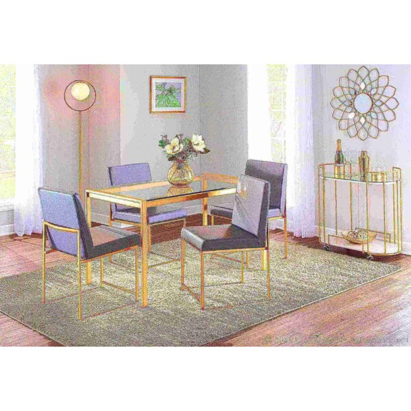 Lumisource High Back Fuji Dining Chair in Gold and Grey Faux Leather, PK 2 - DC-HBFUJI AUGY2