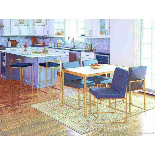 Lumisource High Back Fuji Dining Chair in Gold and Grey Faux Leather, PK 2 - DC-HBFUJI AUGY2