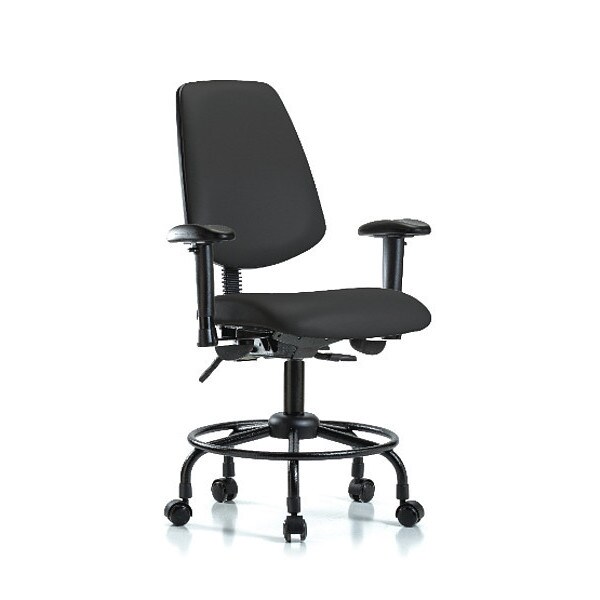 Blue Ridge Ergonomics Desk Chair Adjustable Arms, 21" to 26" Height, Vinyl, Black - BR-VDHCH-MB-RT-T1-A1-RC-8540