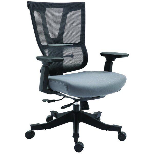 We'Re It Moov Series Flex Mesh Back, Multifunction Task Chair with Adjustable Arms, Grey Seat, Black Frame - EM5325-GRY