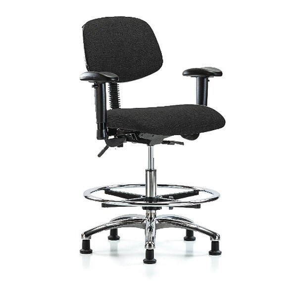 Blue Ridge Ergonomics Medium Bench Chair Chair, Fab, Med Ben, Chr Tilt AA CF Gld Blk, Adjustable Arms, 22" to 29" Height - BR-FMBCH-CR-T1-A1-CF-RG-F42