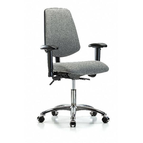 Blue Ridge Ergonomics Desk Chair Fab Desk Chair, Med, Bk, Chrm, AA, Cast, Gry, Adjustable Arms, 19" to 24" Height, Fabric, Grey - BR-FDHCH-MB-CR-T0-A1-CC-F44