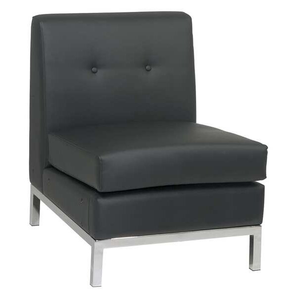 Office Star Collection: Wall Street Chair, Black Seat, Black Back, 23" W 28" L 31" H, Armless, Leather Seat - WST51N-B18