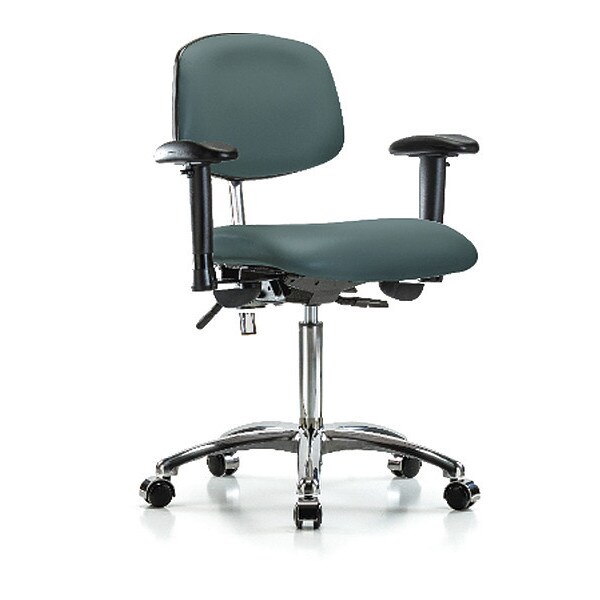 Zoro Select Clean Room Chair Ergonomic Chair, Adjustable Arms, 21-1/2" to 29" Height, Vinyl, Colonial Blue - BR-NCR-VMBCH-CR-T1-A1-NF-CC-8546