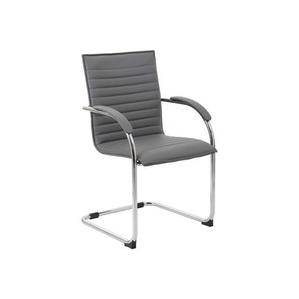 Boss Office Products Boss Side Chair - Vinyl - Gray - Pack of 2 - B9536-GY-2
