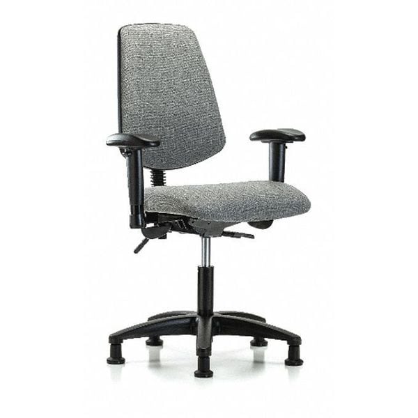 Blue Ridge Ergonomics Desk Chair Fab Desk Chair, Med, Bk, AA, Glides, Gry, Adjustable Arms, 19" to 24" Height, Fabric, Grey - BR-FDHCH-MB-RG-T0-A1-RG-F44