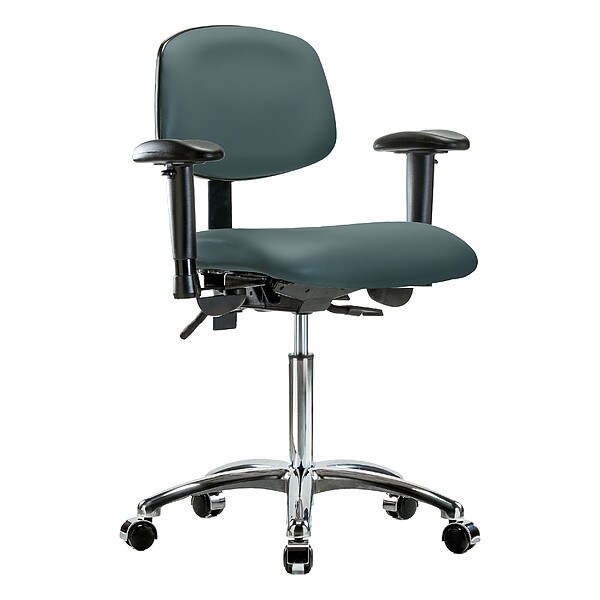 Zoro Select Medium Bench Chair Ergonomic Chair, Adjustable Arms, 21-1/2" to 29" Height, Polyurethane, Vinyl - BR-VMBCH-CR-T1-A1-NF-CC-8546