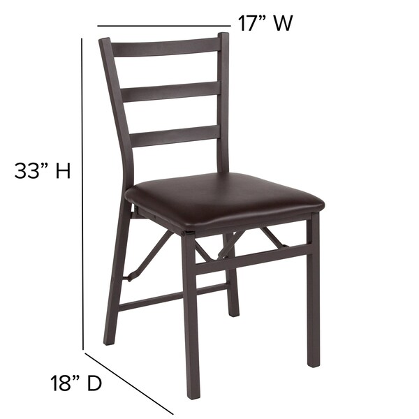 Flash Furniture Hercules Brown Ladderback Folding Chair - CY-180841-GG