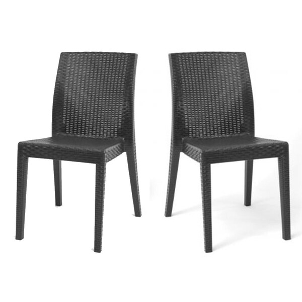 Rainbow Outdoor Siena Set of 2 Stackable Side chair-Anthracite - RBO-SIENA-ANT-SC-SET2