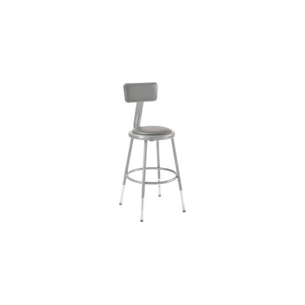 National Public Seating Interion Steel Shop Stool wBackrest and Padded Seat  Adjustable Height 19  27  GRY  2PK - 244872