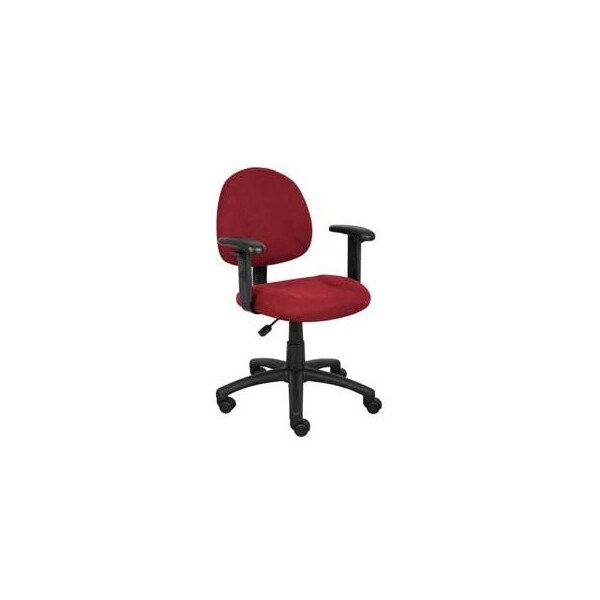 Boss Office Products Boss Deluxe Posture Chair with Adjustable Arms Burgundy - B316-BY