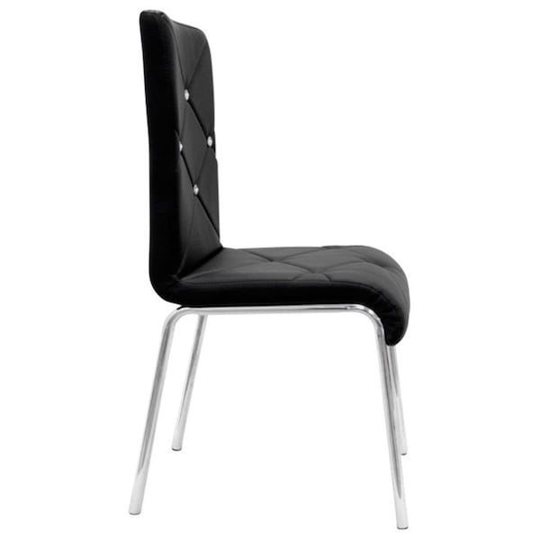 Kd Gabinetes Flux Faux Leather & Chrome Modern Side Chairs, Black - Set of 4 - KD2207944