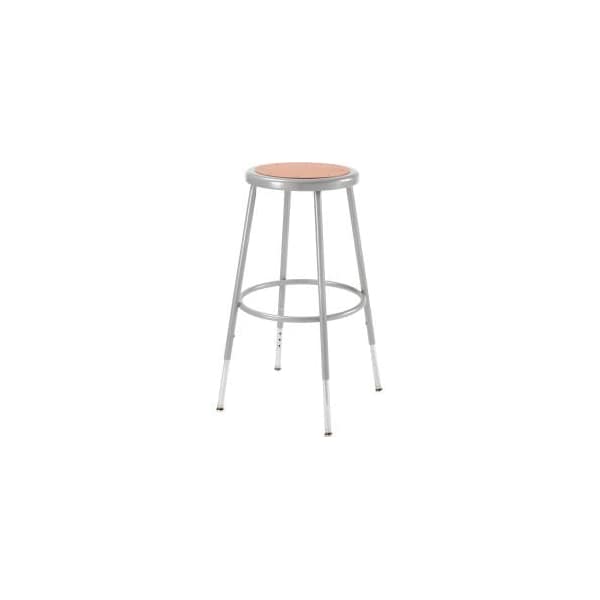 National Public Seating Interion Steel Shop Stool with Hardboard Seat Adjustable Height 25"-33" - Gray - Pack of 2 - 6224