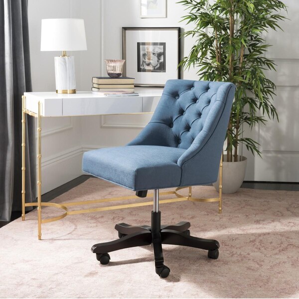 Safavieh Soho Tufted Linen Swivel Desk Chair, Navy - MCR1030D