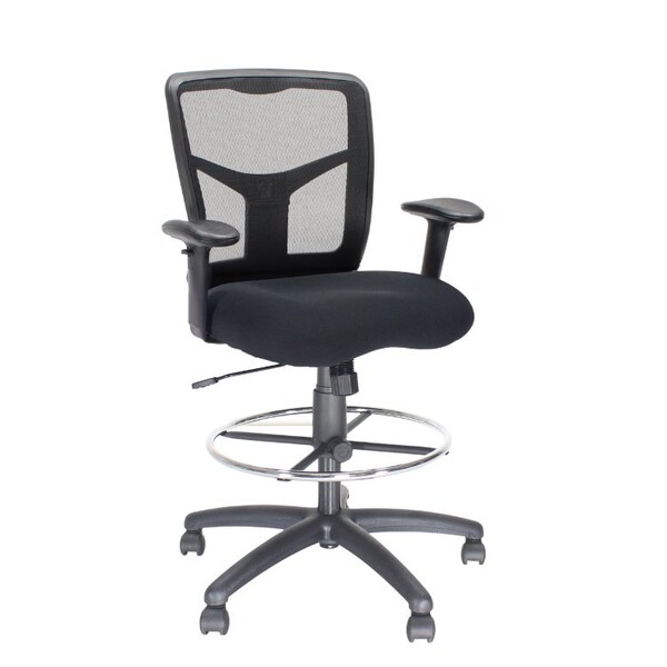 We'Re It Y-2 Mesh Back Drafting Stool with Footring and Black Fabric Seat - OFD1122ST-BLK