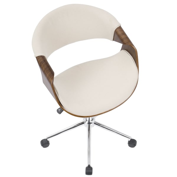 Lumisource Curvo Office Chair in Walnut and Cream - OFC-CURVO WL+CR