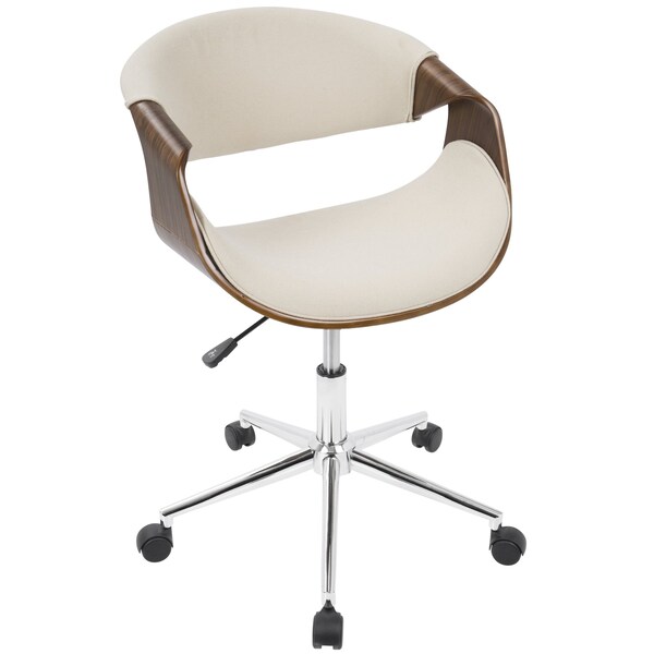 Lumisource Curvo Office Chair in Walnut and Cream - OFC-CURVO WL+CR