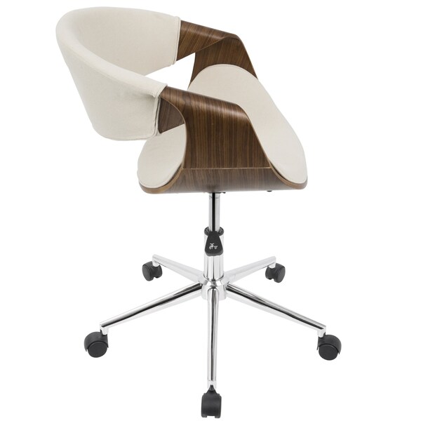 Lumisource Curvo Office Chair in Walnut and Cream - OFC-CURVO WL+CR