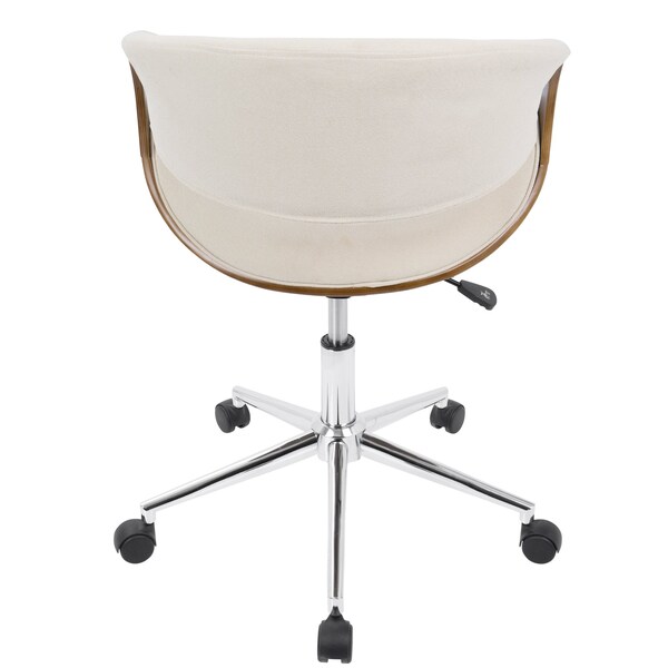 Lumisource Curvo Office Chair in Walnut and Cream - OFC-CURVO WL+CR