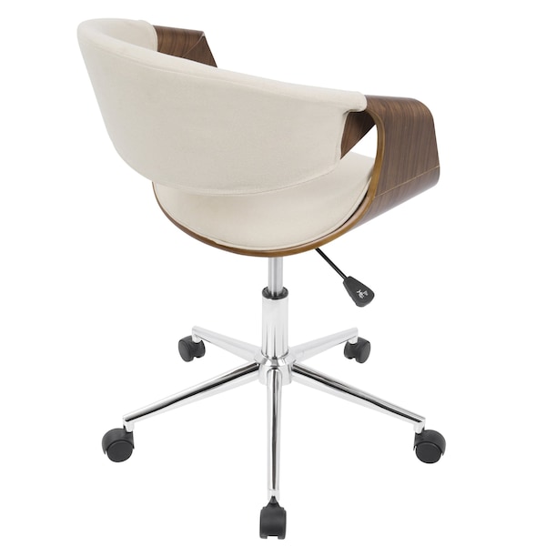 Lumisource Curvo Office Chair in Walnut and Cream - OFC-CURVO WL+CR