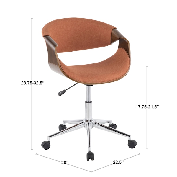 Lumisource Curvo Office Chair in Walnut and Cream - OFC-CURVO WL+CR