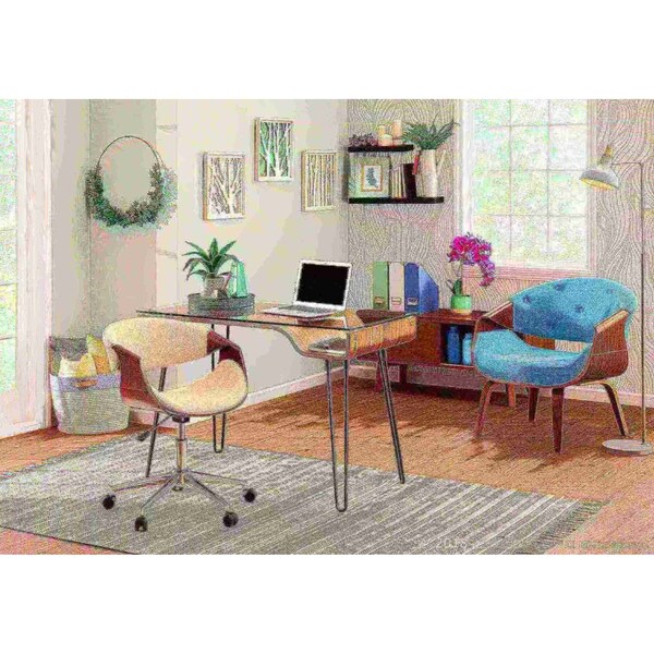 Lumisource Curvo Office Chair in Walnut and Cream - OFC-CURVO WL+CR