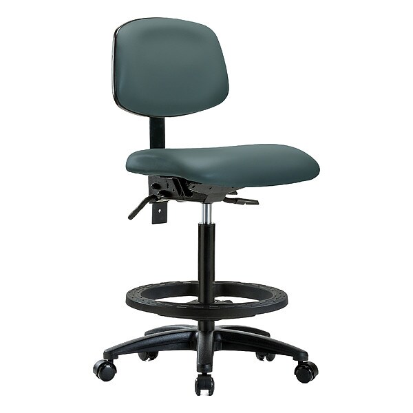 Zoro Select High Bench Chair Ergonomic Chair, No Arms, 25" to 34-1/2" Height, Vinyl, Colonial Blue - BR-VHBCH-RG-T1-A0-BF-RC-8546