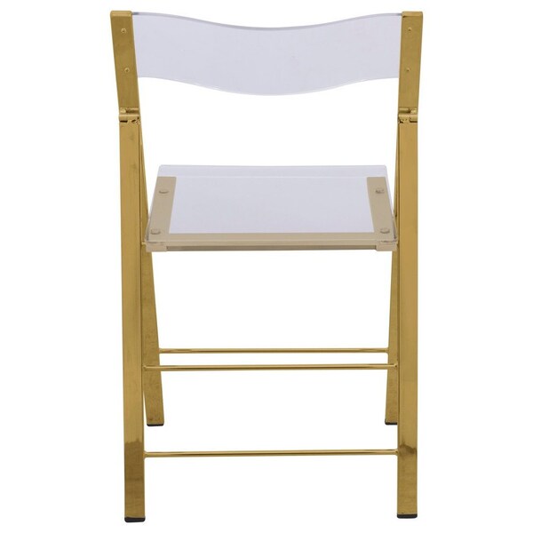 Leisuremod Menno Modern Acrylic Gold Base Folding Chair, Clear, 4PK - MFG15CL4