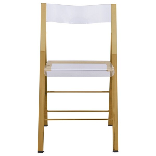 Leisuremod Menno Modern Acrylic Gold Base Folding Chair, Clear, 4PK - MFG15CL4