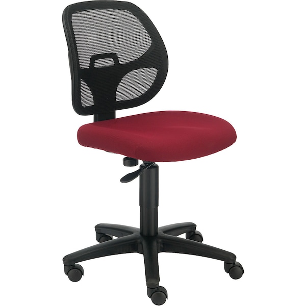 Global Industrial Armless Mesh Back Office Chair, Fabric, Red - 695644RD