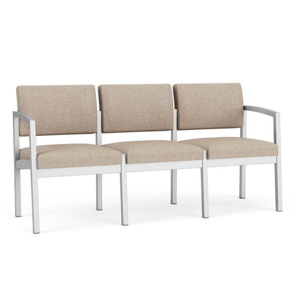 Lesro Stone (Beige) Seat, 3 Seat Sofa, 64.5 W 24.5 L 32 H, Linette Vinyl Seat, Lenox Steel Series - LS3101