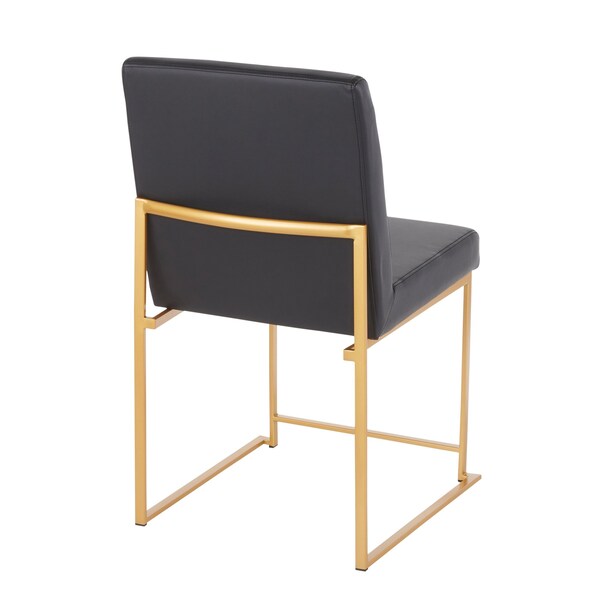 Lumisource High Back Fuji Dining Chair in Gold and Black Faux Leather, PK 2 - DC-HBFUJI AUBK2