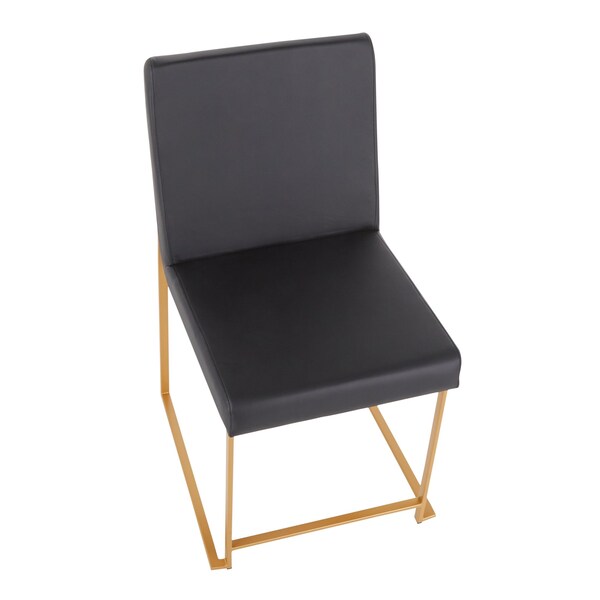 Lumisource High Back Fuji Dining Chair in Gold and Black Faux Leather, PK 2 - DC-HBFUJI AUBK2