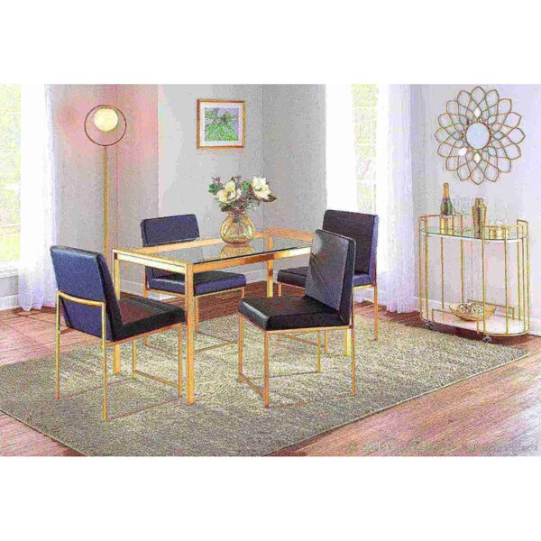 Lumisource High Back Fuji Dining Chair in Gold and Black Faux Leather, PK 2 - DC-HBFUJI AUBK2