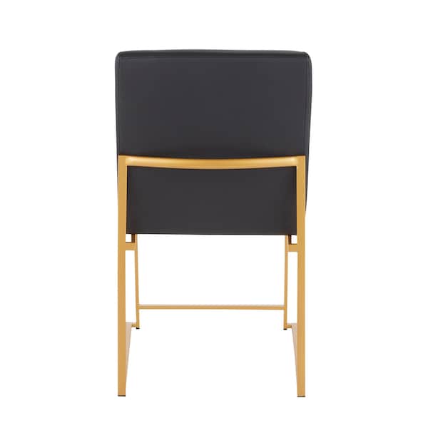 Lumisource High Back Fuji Dining Chair in Gold and Black Faux Leather, PK 2 - DC-HBFUJI AUBK2