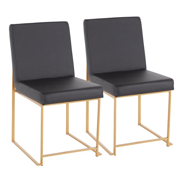 Lumisource High Back Fuji Dining Chair in Gold and Black Faux Leather, PK 2 - DC-HBFUJI AUBK2
