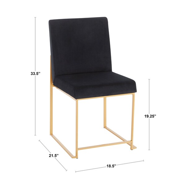 Lumisource High Back Fuji Dining Chair in Gold and Black Faux Leather, PK 2 - DC-HBFUJI AUBK2