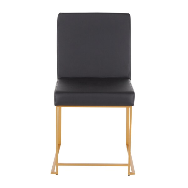 Lumisource High Back Fuji Dining Chair in Gold and Black Faux Leather, PK 2 - DC-HBFUJI AUBK2
