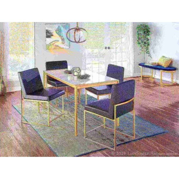 Lumisource High Back Fuji Dining Chair in Gold and Black Faux Leather, PK 2 - DC-HBFUJI AUBK2