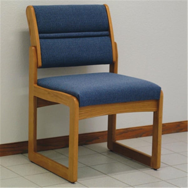 Wooden Mallet Valley Armless Guest Chair in Medium Oak - Powder Blue - DW2-1MOPB