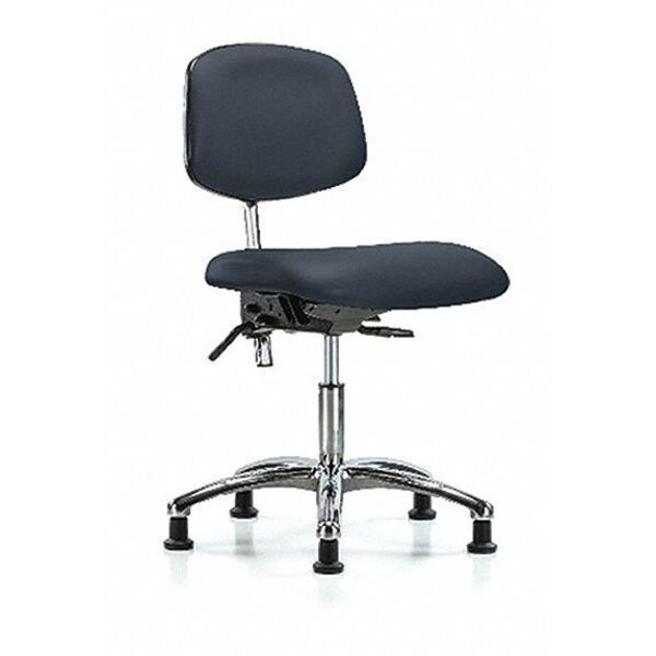 Blue Ridge Ergonomics Clean Room Chair Desk Chair, Vinyl, Chrm, Glides, Navy, CL100, No Arms, 18" to 23" Height, Vinyl - BR-NCR-VDHCH-CR-T0-A0-RG-8582