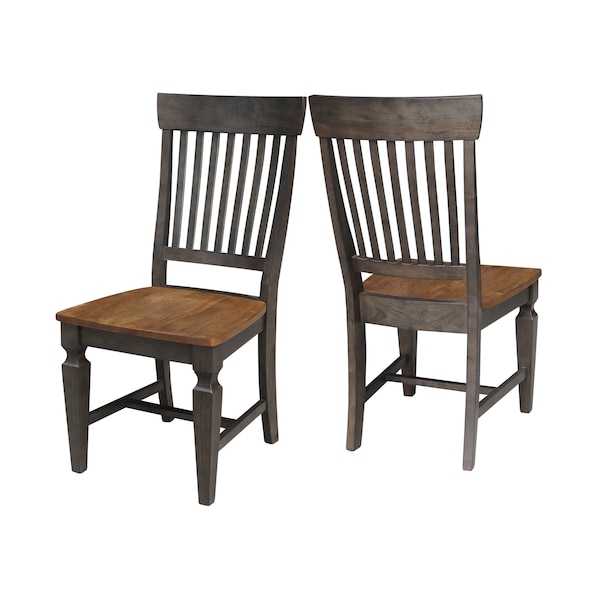 International Concepts Vista Slat Back Chair, Set of 2 Chairs, Hickory/Washed Coal - C45-65P