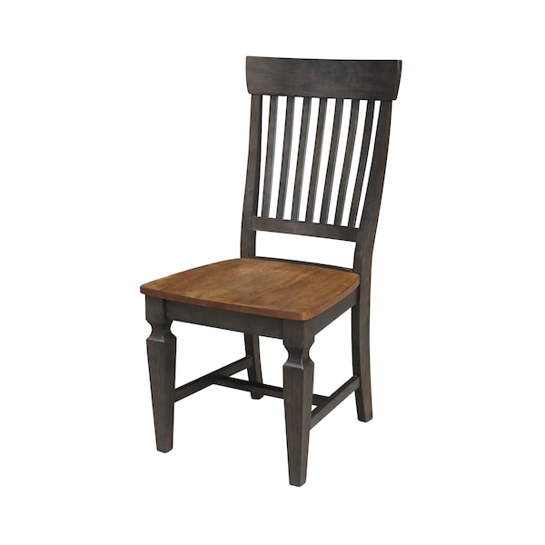 International Concepts Vista Slat Back Chair, Set of 2 Chairs, Hickory/Washed Coal - C45-65P