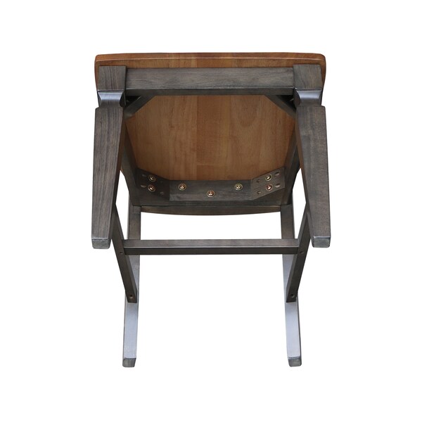 International Concepts Vista Slat Back Chair, Set of 2 Chairs, Hickory/Washed Coal - C45-65P