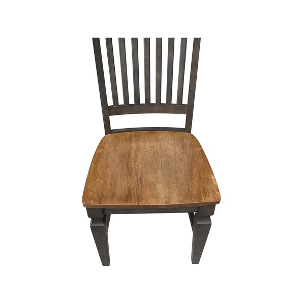 International Concepts Vista Slat Back Chair, Set of 2 Chairs, Hickory/Washed Coal - C45-65P