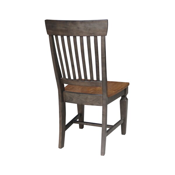 International Concepts Vista Slat Back Chair, Set of 2 Chairs, Hickory/Washed Coal - C45-65P